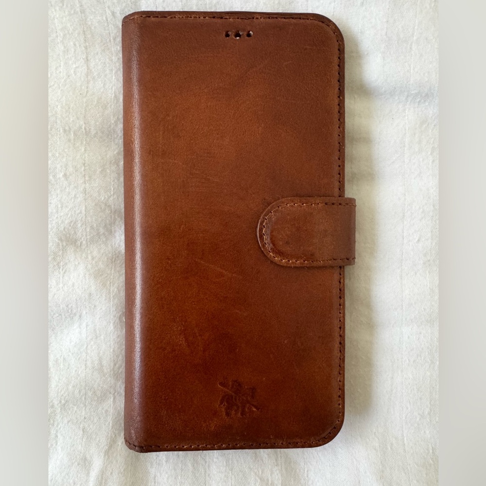 Venito Florence Leather Iphone 15 Pro Max Magnetic Wallet Case in Antique Brown
